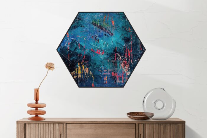 Akoestisch Schilderij Scandinavisch Wit met Goudkleurig Element Hexagon Template Hexagon abstract 15 2 scaled 1
