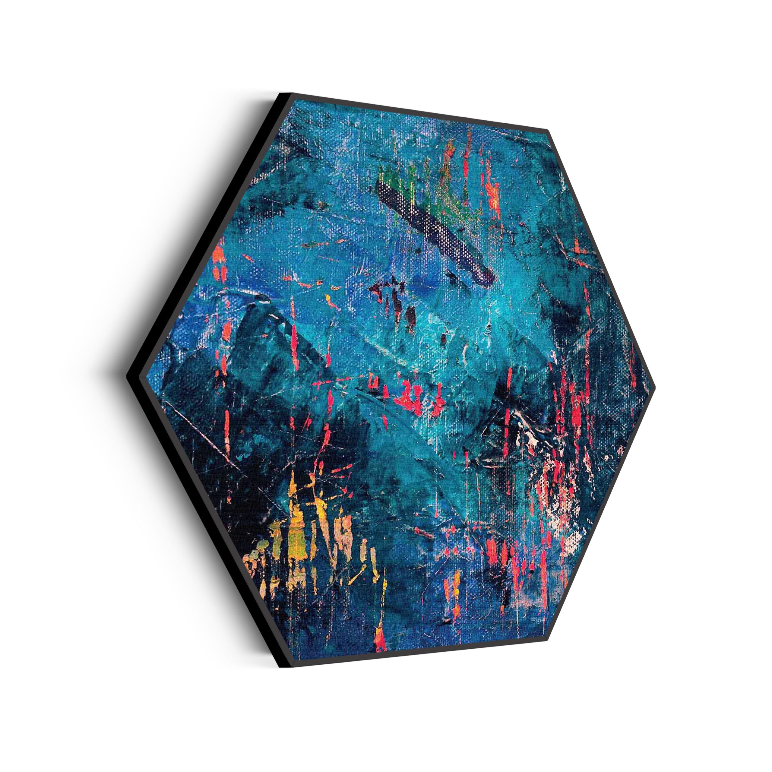 Akoestisch Schilderij Scandinavisch Wit met Goudkleurig Element Hexagon Template Hexagon abstract 15 scaled 1