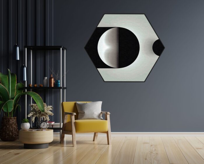 Akoestisch Schilderij Scandinavisch Wit met Goudkleurig Element Hexagon Template Hexagon abstract 21 1 scaled 1