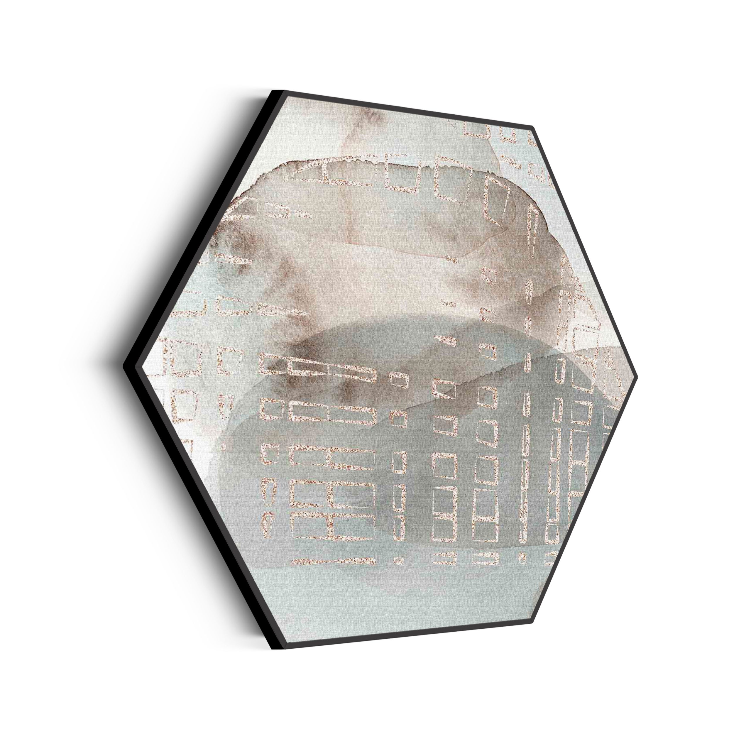 Akoestisch Schilderij Scandinavisch Wit met Goudkleurig Element Hexagon Template Hexagon abstract 24 scaled 1