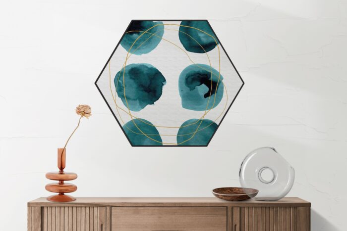 Akoestisch Schilderij Scandinavisch Wit met Goudkleurig Element Hexagon Template Hexagon abstract 29 2 scaled 1