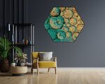 Akoestisch Schilderij Scandinavisch Wit met Goudkleurig Element Hexagon Template Hexagon abstract 30 1 scaled 1