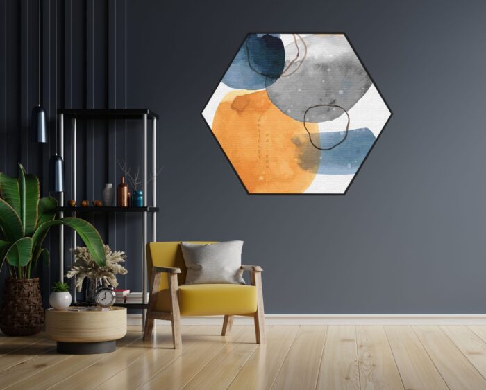 Akoestisch Schilderij Scandinavisch Wit met Goudkleurig Element Hexagon Template Hexagon abstract 31 1 scaled 1