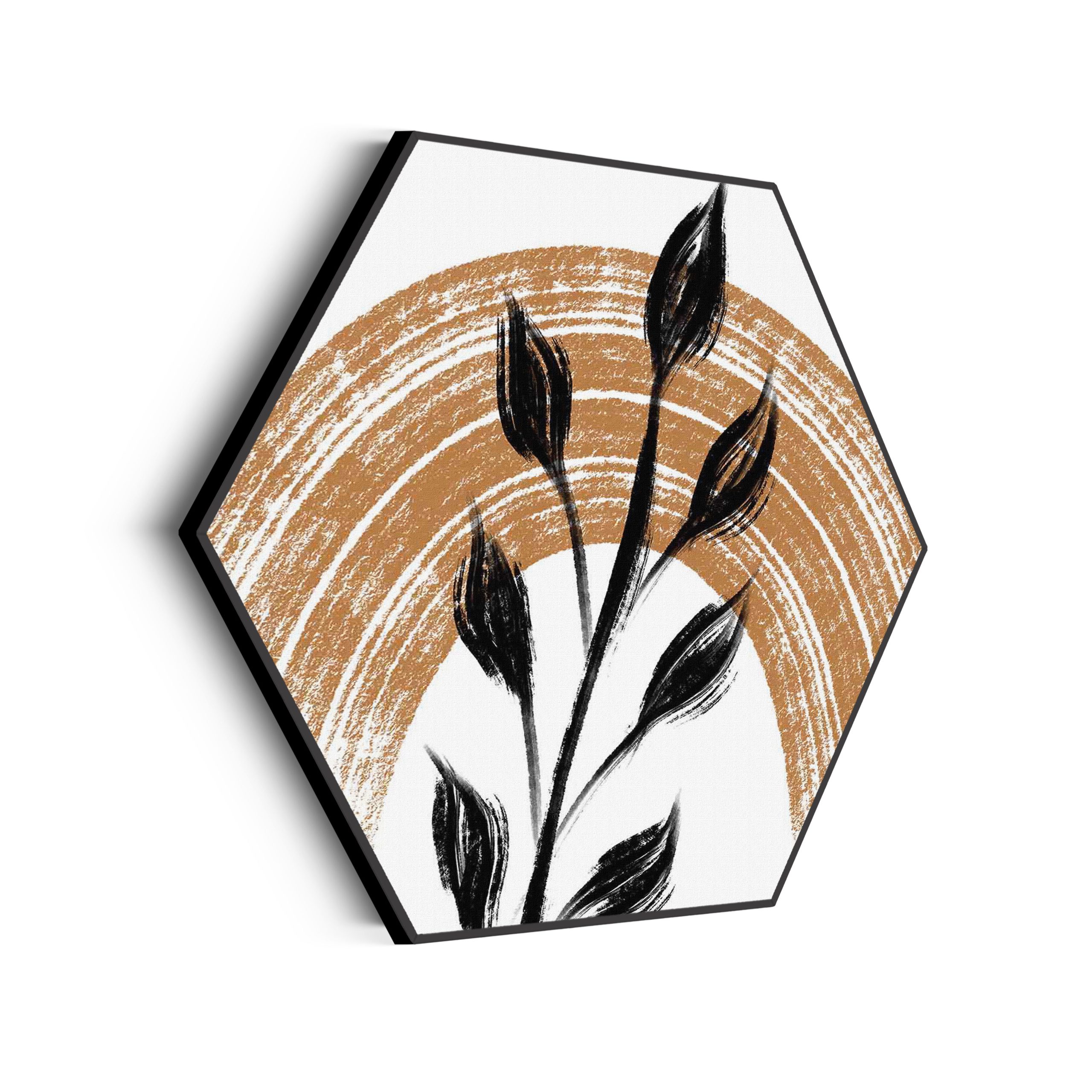 Akoestisch Schilderij Scandinavisch Wit met Goudkleurig Element Hexagon Template Hexagon abstract 33 scaled 1