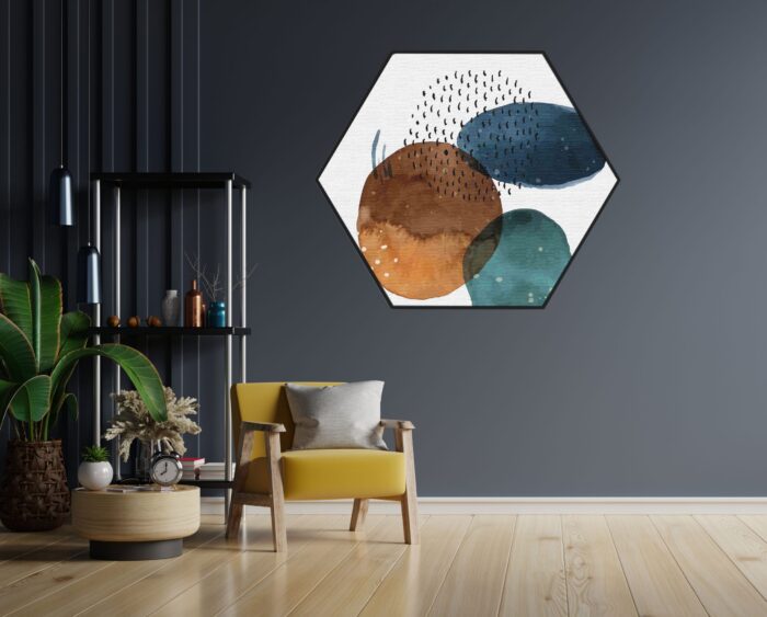 Akoestisch Schilderij Scandinavisch Wit met Goudkleurig Element Hexagon Template Hexagon abstract 34 1 scaled 1