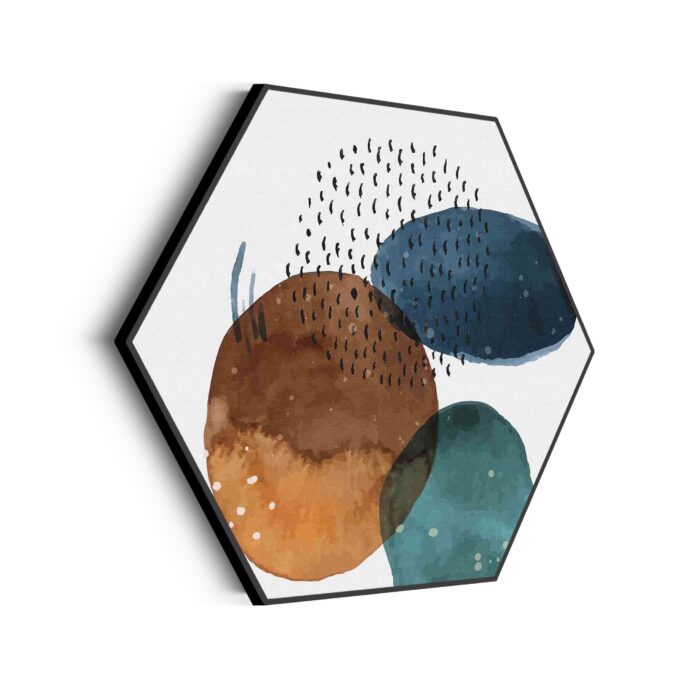 Akoestisch Schilderij Scandinavisch Wit met Goudkleurig Element Hexagon Template Hexagon abstract 34 scaled 1