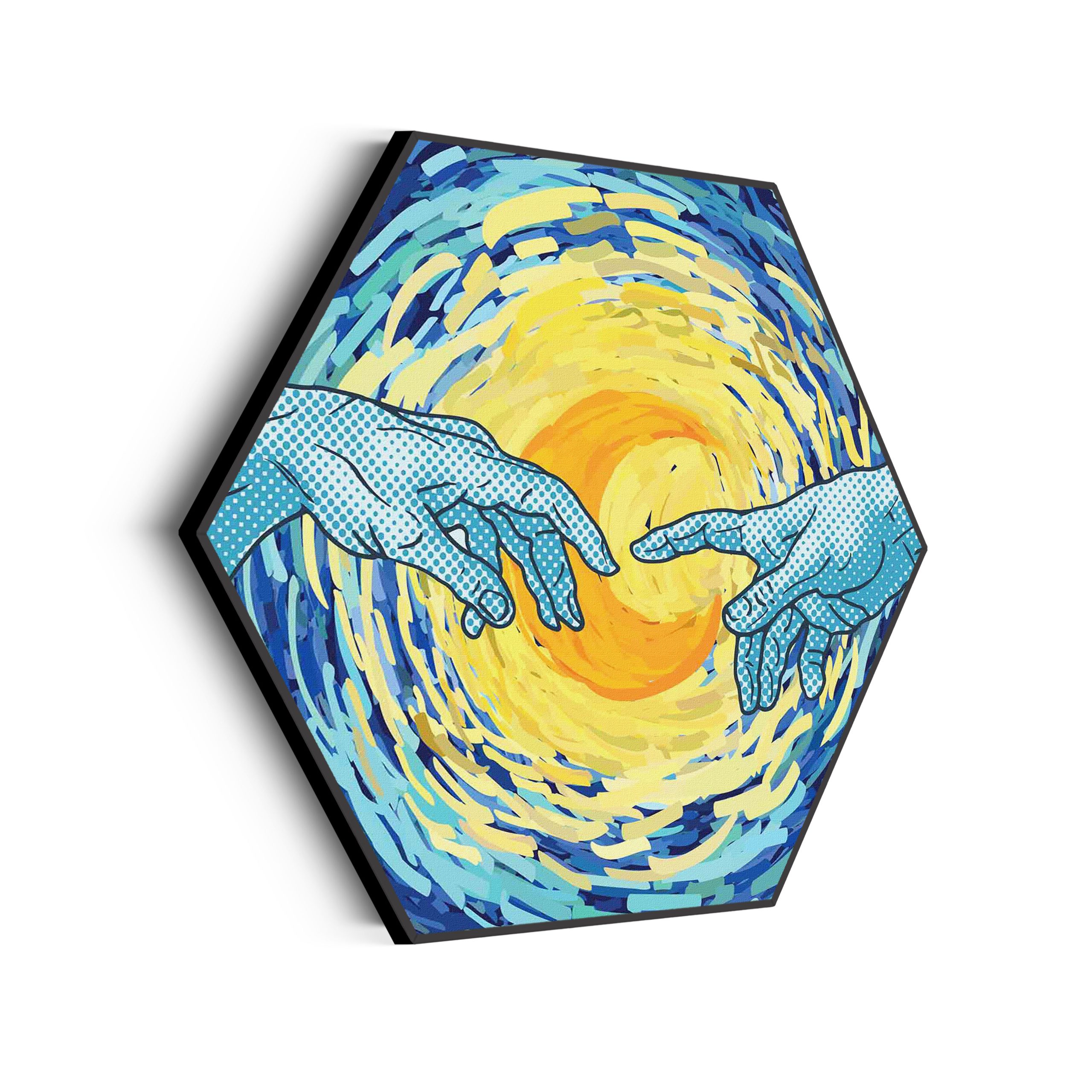 Akoestisch Schilderij Scandinavisch Wit met Goudkleurig Element Hexagon Template Hexagon abstract 35 scaled 1