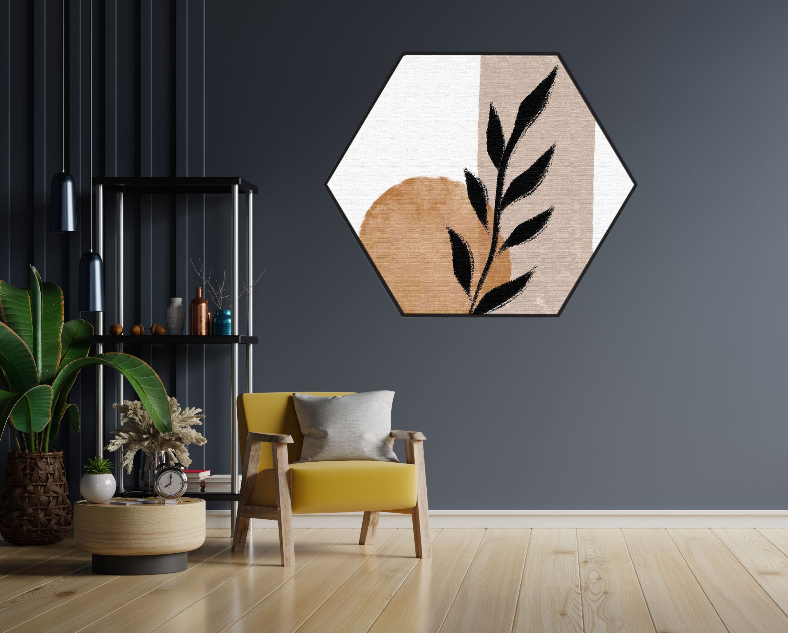 Akoestisch Schilderij Scandinavisch Wit met Goudkleurig Element Hexagon Template Hexagon abstract 40 1 scaled 1