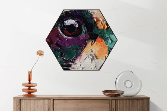 Akoestisch Schilderij Scandinavisch Wit met Goudkleurig Element Hexagon Template Hexagon abstract 42 2 scaled 1