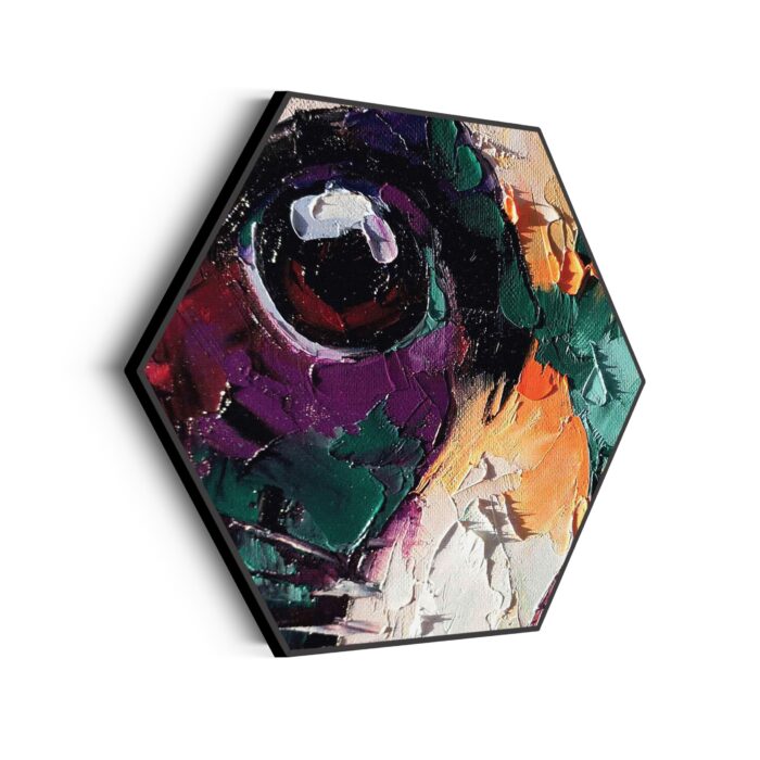 Akoestisch Schilderij Scandinavisch Wit met Goudkleurig Element Hexagon Template Hexagon abstract 42 scaled 1