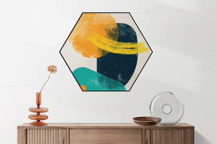 Akoestisch Schilderij Scandinavisch Wit met Goudkleurig Element Hexagon Template Hexagon abstract 43 2 scaled 1