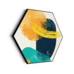 Akoestisch Schilderij Scandinavisch Wit met Goudkleurig Element Hexagon Template Hexagon abstract 43 scaled 1