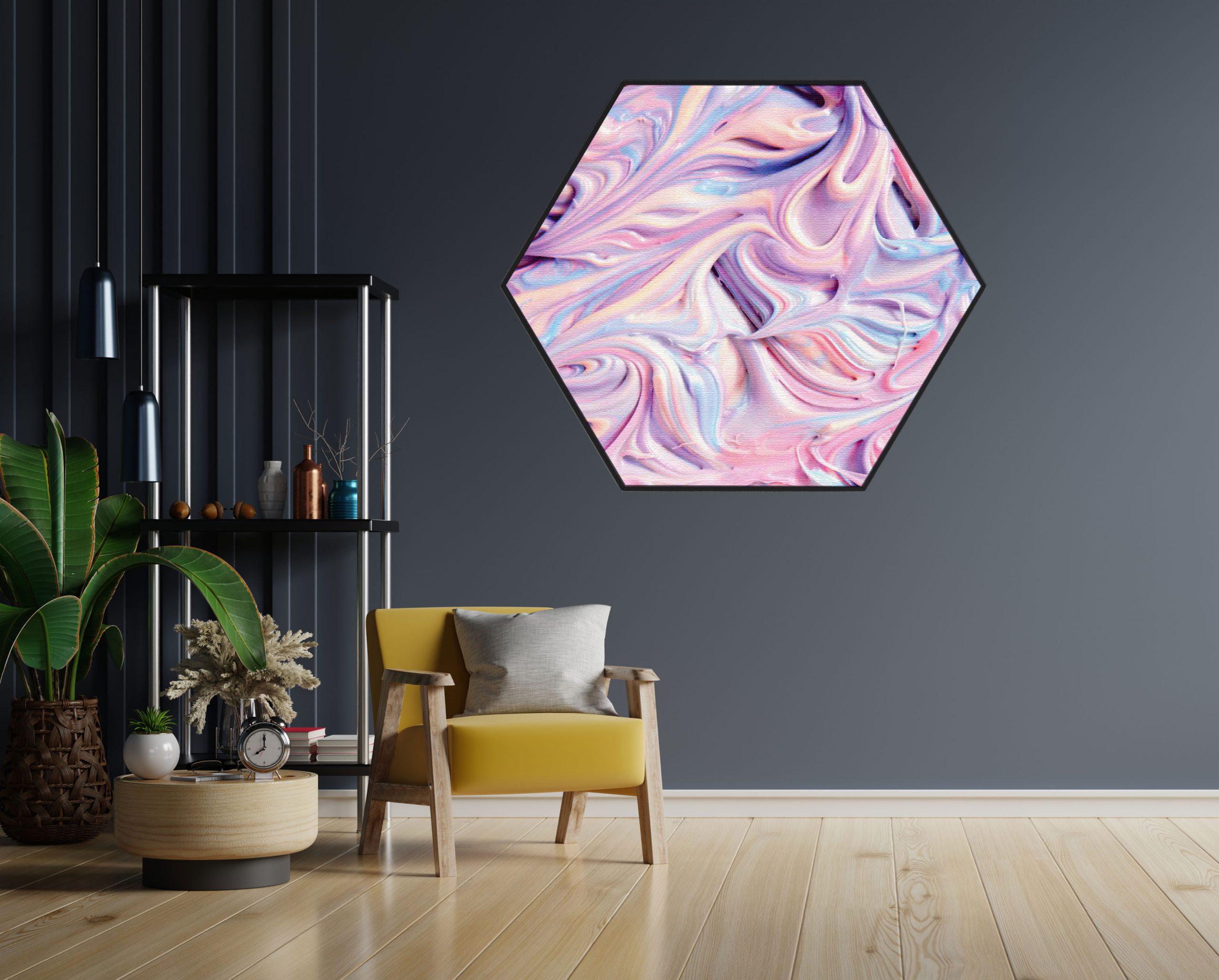 Akoestisch Schilderij Scandinavisch Wit met Goudkleurig Element Hexagon Template Hexagon abstract 45 1 scaled 1
