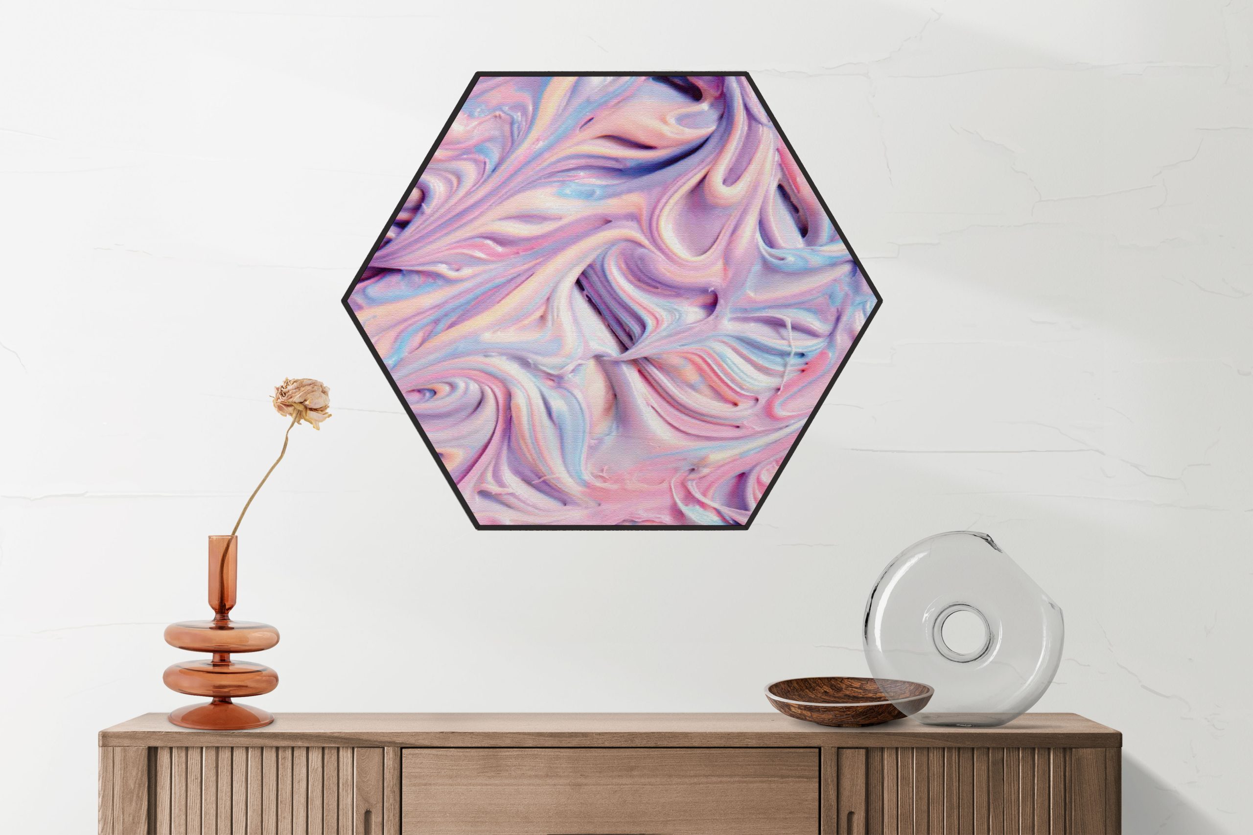 Akoestisch Schilderij Scandinavisch Wit met Goudkleurig Element Hexagon Template Hexagon abstract 45 2 scaled 1
