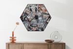 Akoestisch Schilderij Scandinavisch Wit met Goudkleurig Element Hexagon Template Hexagon abstract 50 2 scaled 1