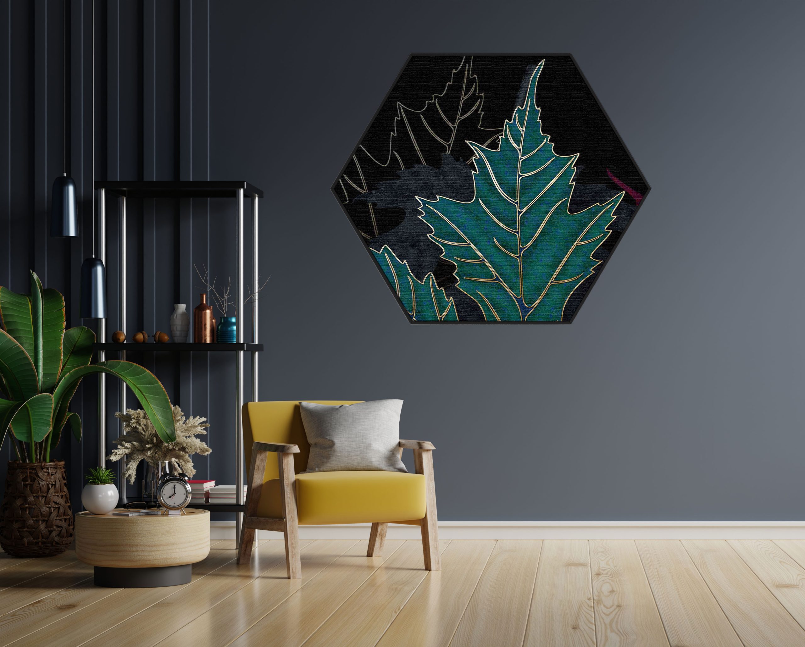 Akoestisch Schilderij Scandinavisch Wit met Goudkleurig Element Hexagon Template Hexagon abstract 51 1 scaled 1