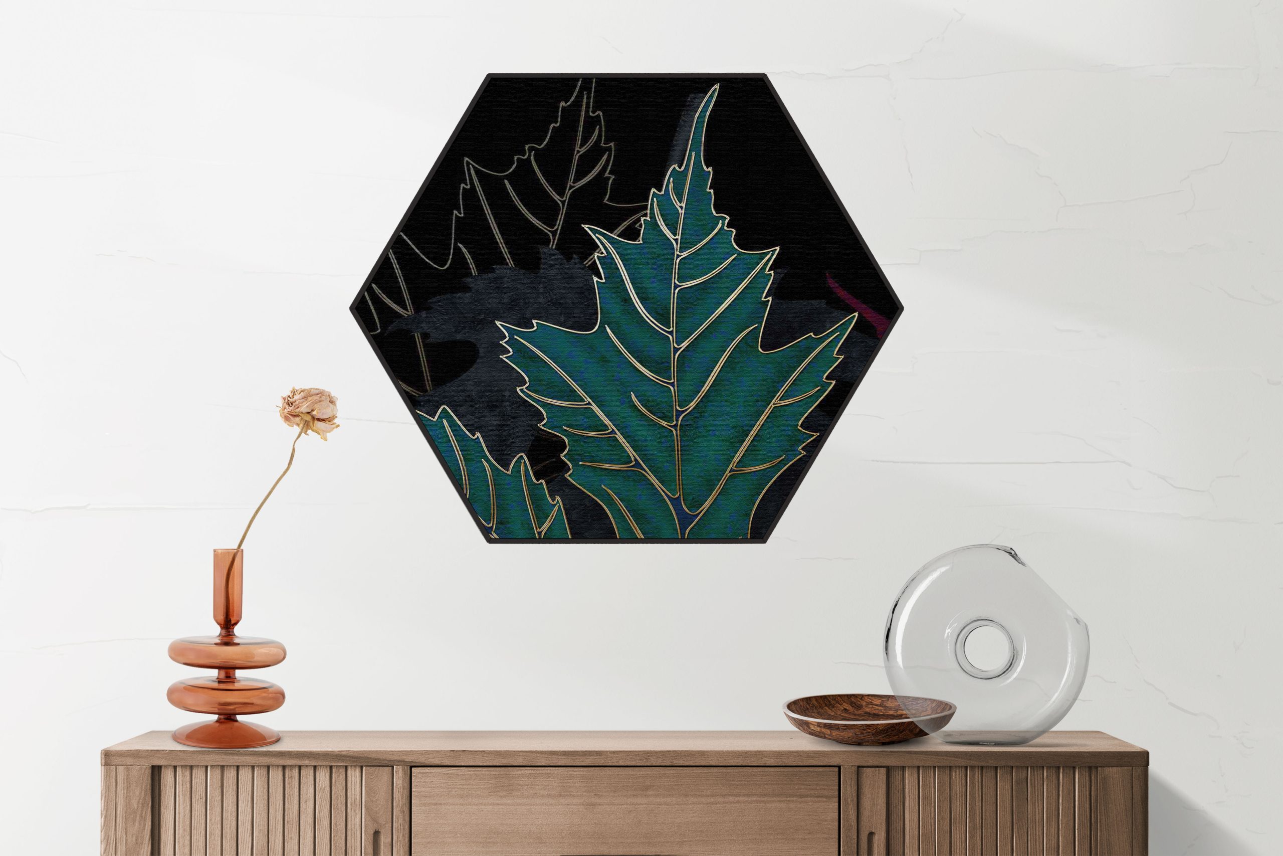 Akoestisch Schilderij Scandinavisch Wit met Goudkleurig Element Hexagon Template Hexagon abstract 51 2 scaled 1