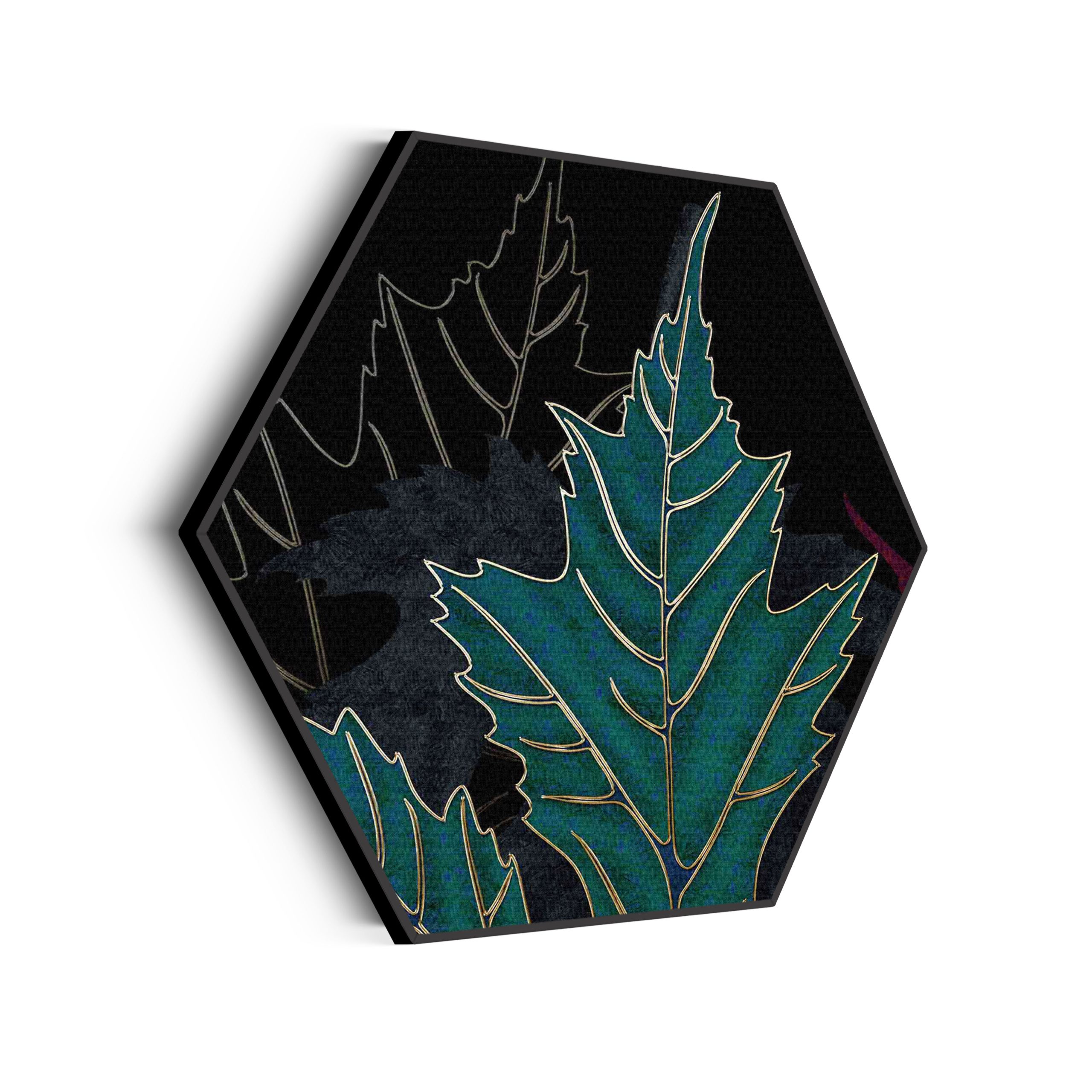 Akoestisch Schilderij Scandinavisch Wit met Goudkleurig Element Hexagon Template Hexagon abstract 51 scaled 1