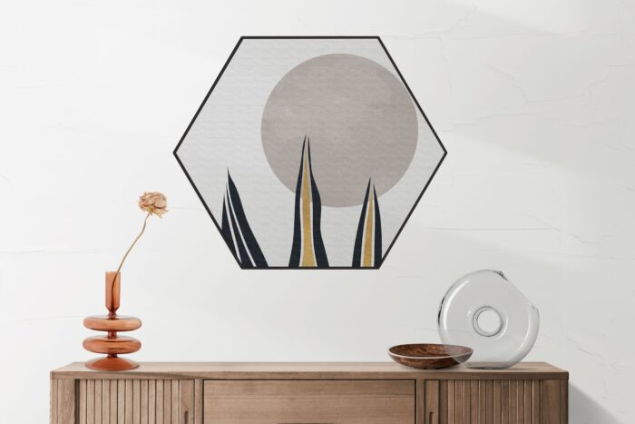Akoestisch Schilderij Blad met Goud en Zilvere Elementen Hexagon Template Hexagon abstract 78 2 scaled 1