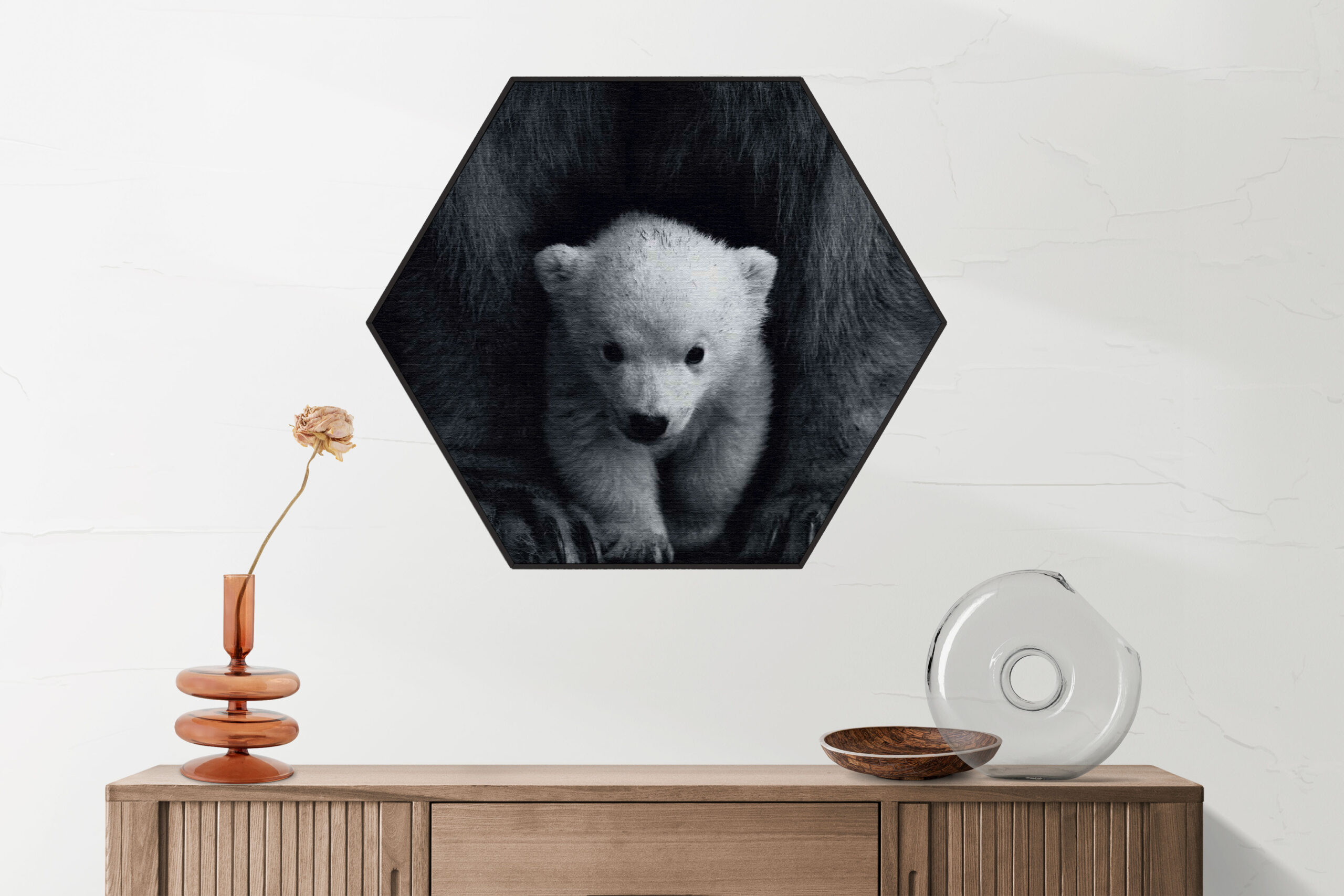 Akoestisch Schilderij Het Beschermde Welpje Hexagon Template Hexagon dieren 22 2 scaled 1