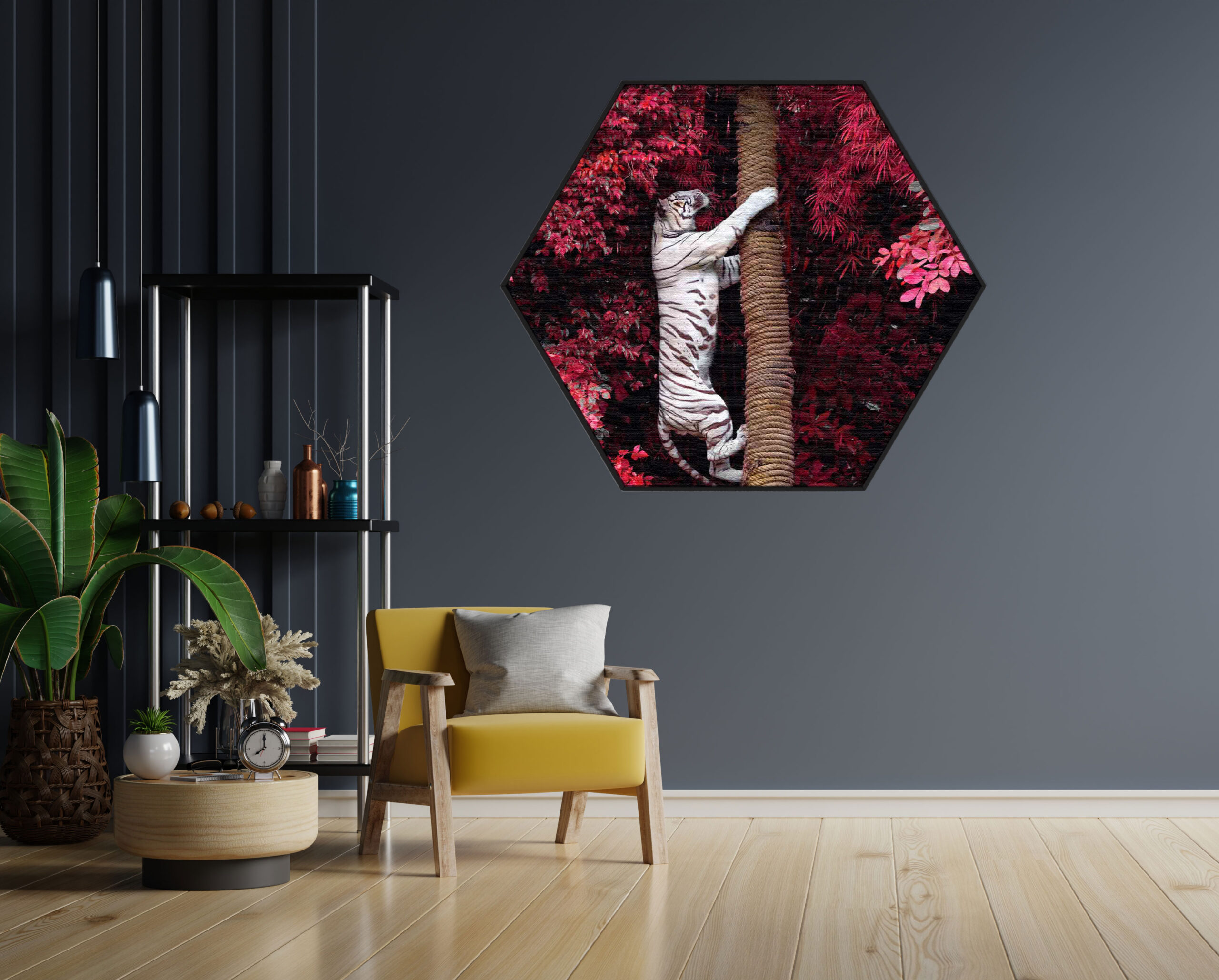 Akoestisch Schilderij Het Beschermde Welpje Hexagon Template Hexagon dieren 28 1 scaled 1