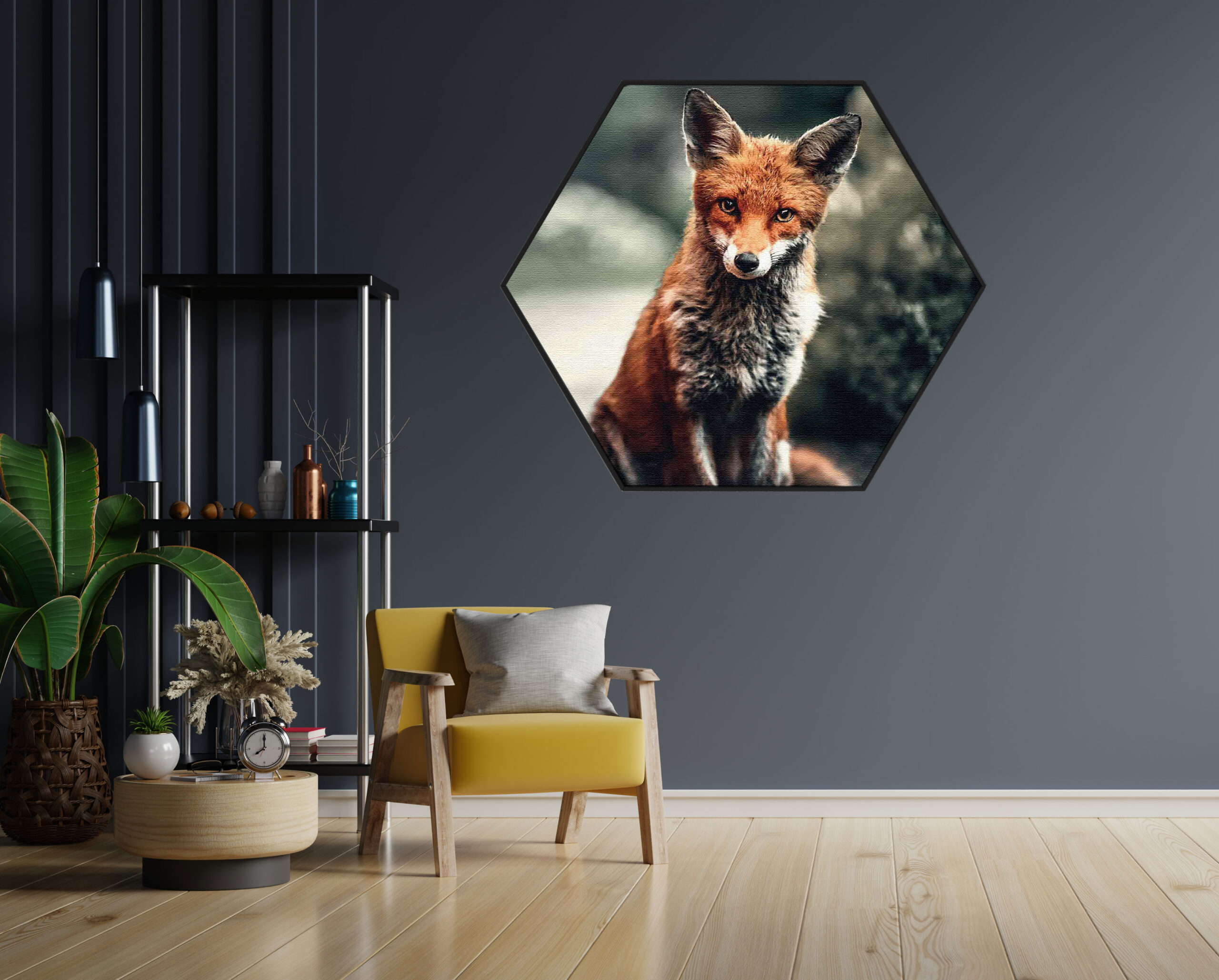 Akoestisch Schilderij Springende Dolfijnen Goud 01 Hexagon Template Hexagon dieren 4 1 scaled 1