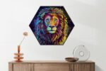 Akoestisch Schilderij Colored Lion Hexagon Template Hexagon dieren 64 2 scaled 1