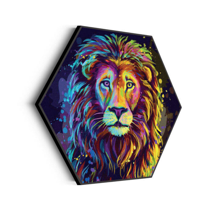 Akoestisch Schilderij Colored Lion Hexagon Template Hexagon dieren 64 scaled 1