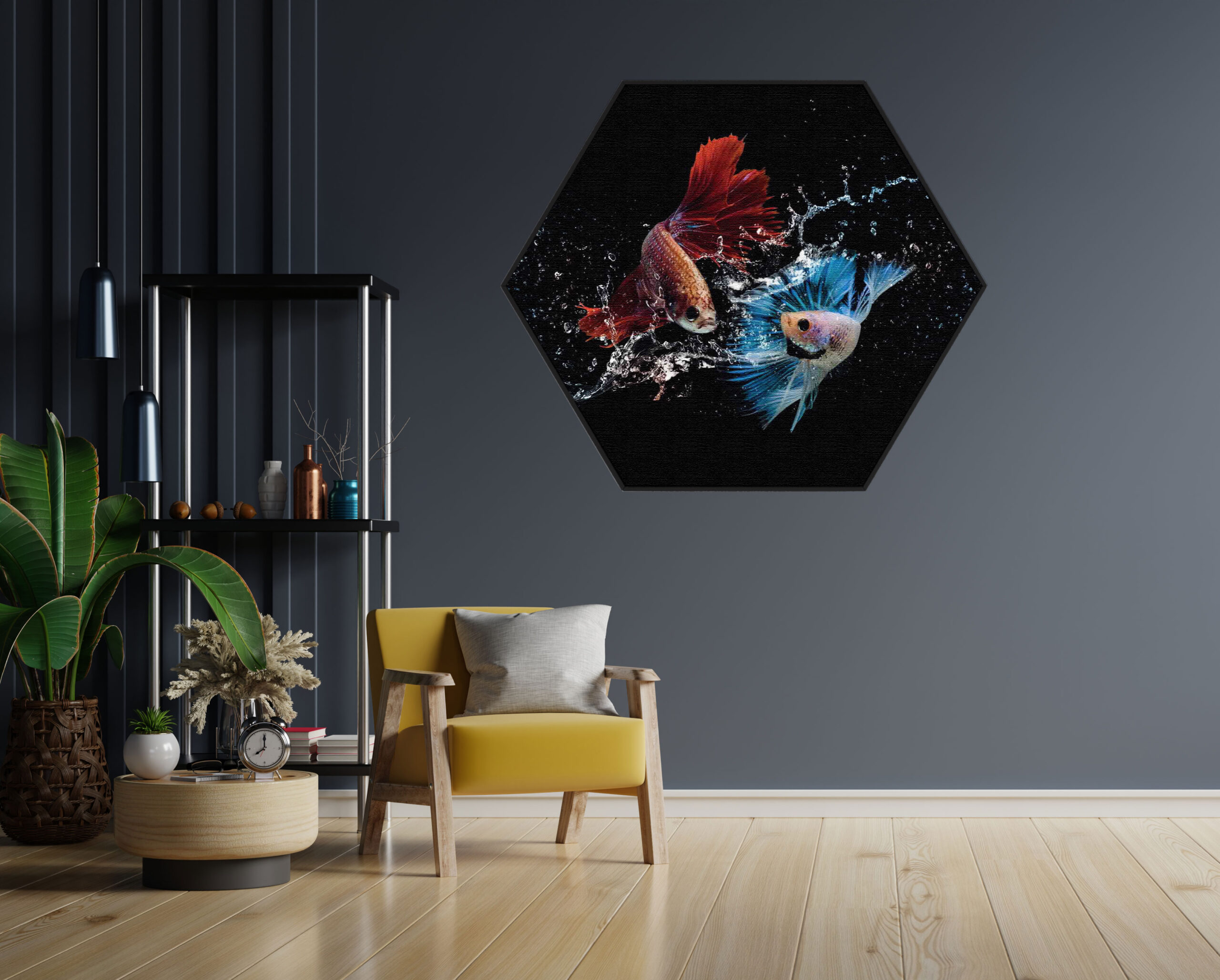 Akoestisch Schilderij Twain Betta Fishes Hexagon Template Hexagon dieren 68 1 scaled 1