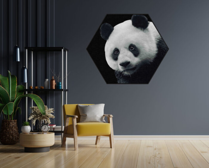 Akoestisch Schilderij Pandabeer Zwart Wit 02 Hexagon Template Hexagon dieren 74 1 scaled 1