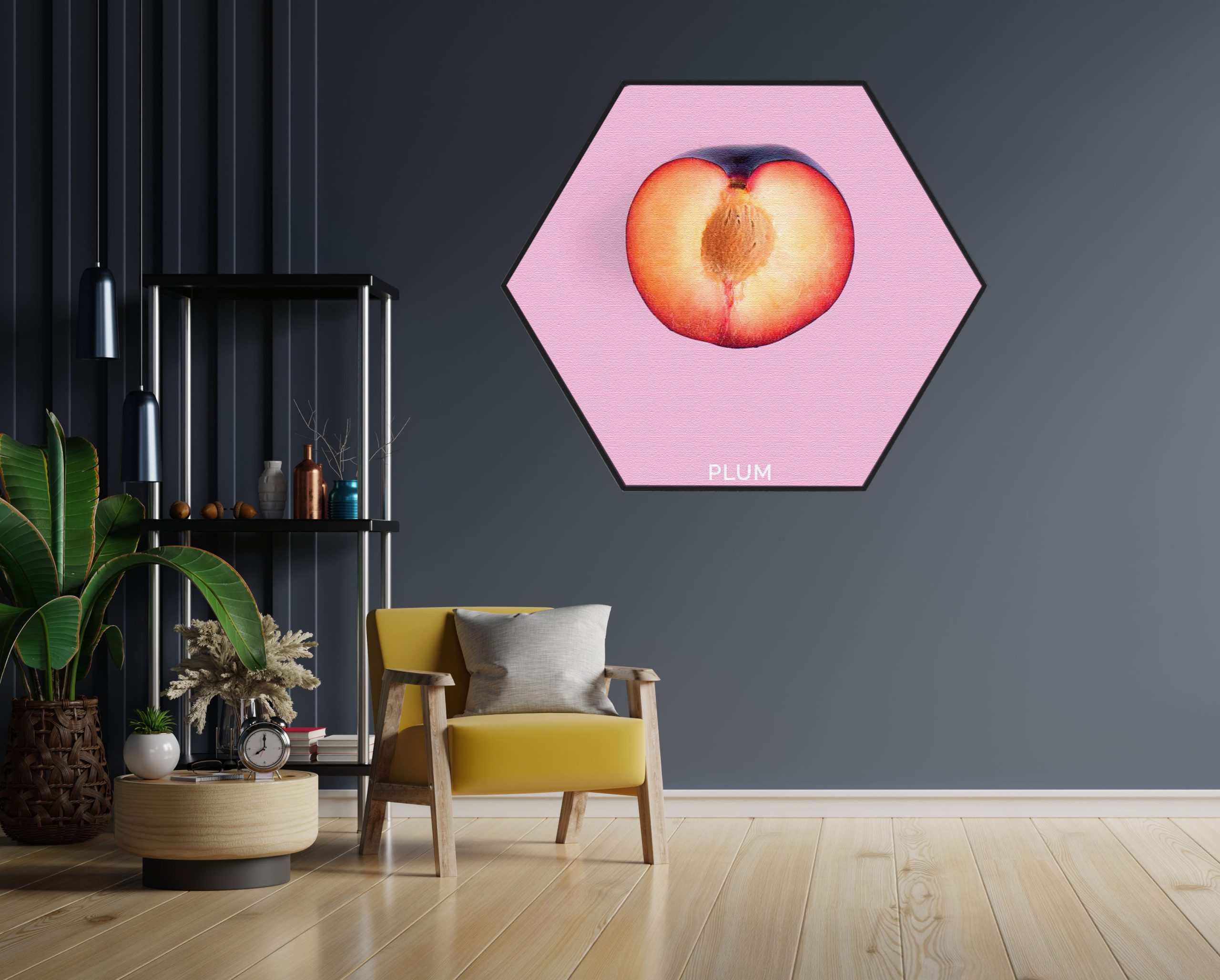 Akoestisch Schilderij Plum Pruim Paars Hexagon Template Hexagon eten en drinken 10 1 scaled 1