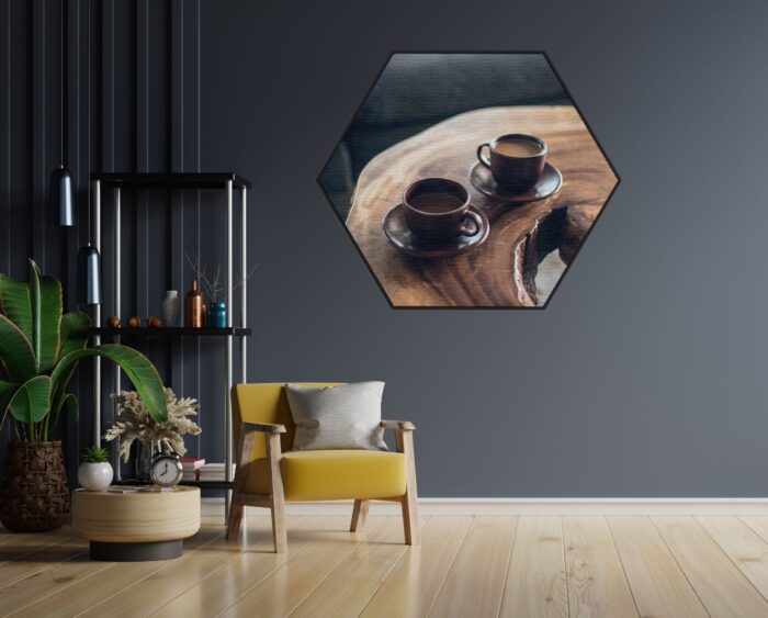 Akoestisch Schilderij Kopjes Koffie op Tafel Hexagon Template Hexagon eten en drinken 23 1 scaled 1
