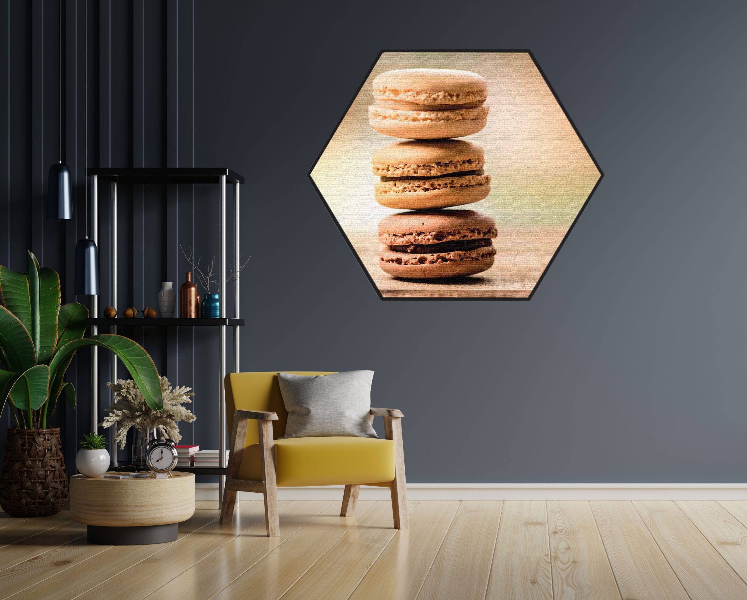 Akoestisch Schilderij Macarons Beige Tinten 02 Hexagon Template Hexagon eten en drinken 31 1 scaled 1