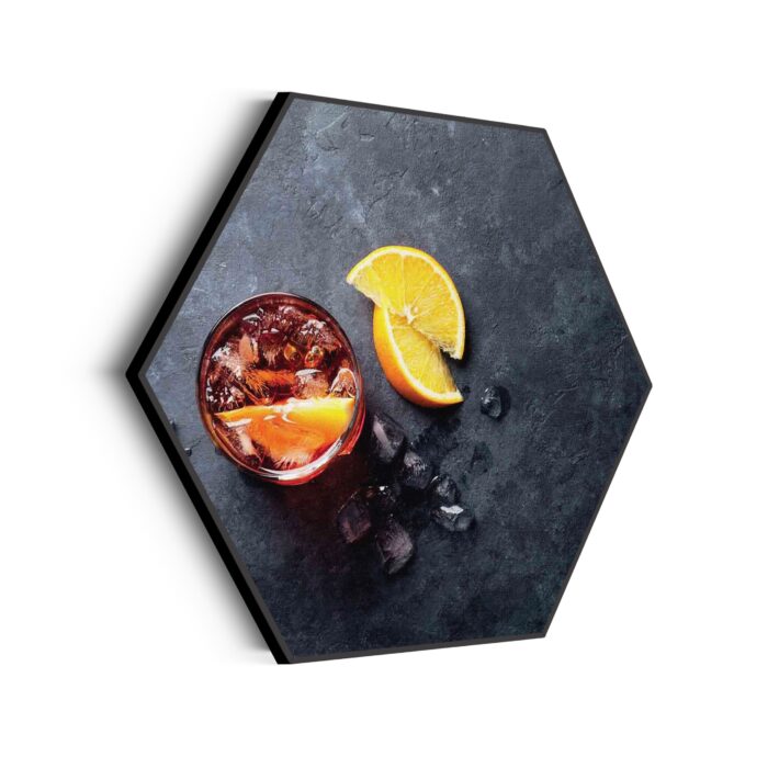 Akoestisch Schilderij Cocktail met Citroen Hexagon Template Hexagon eten en drinken 42 scaled 1