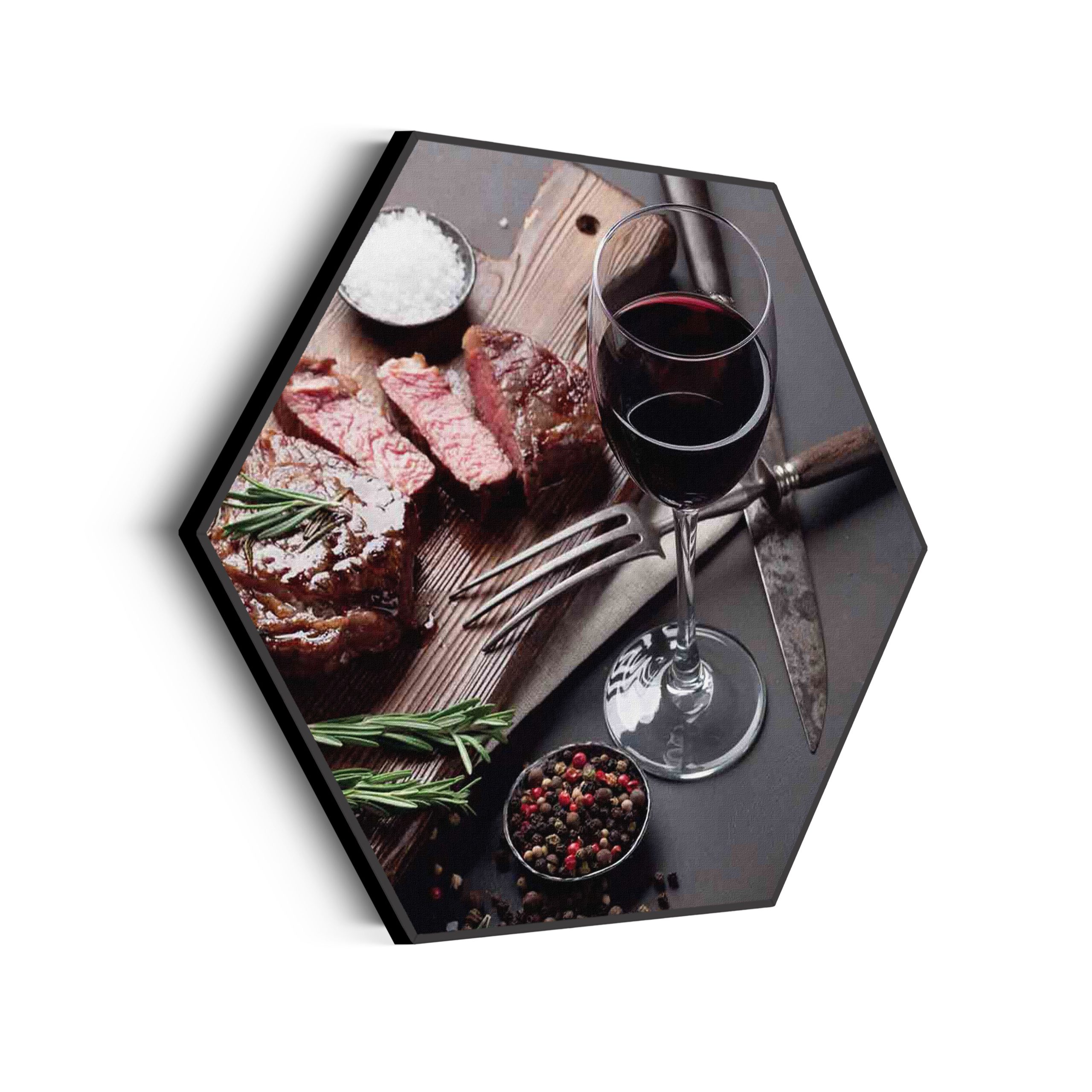 Akoestisch Schilderij Beef met Rode Wijn Hexagon Template Hexagon eten en drinken 47 scaled 1