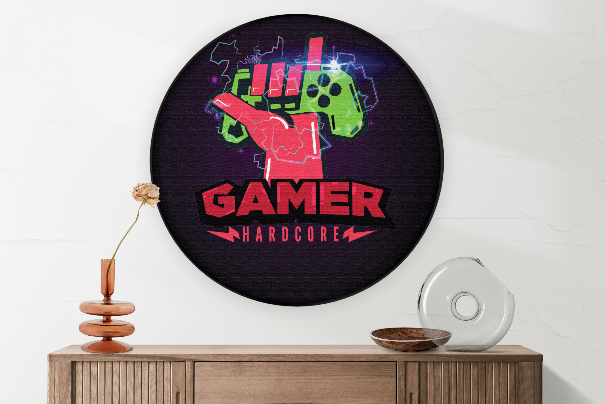 Akoestisch Schilderij Gamer Hardcore Rond - Muurcirkel Template Hexagon gaming en spel 11 2 scaled 1