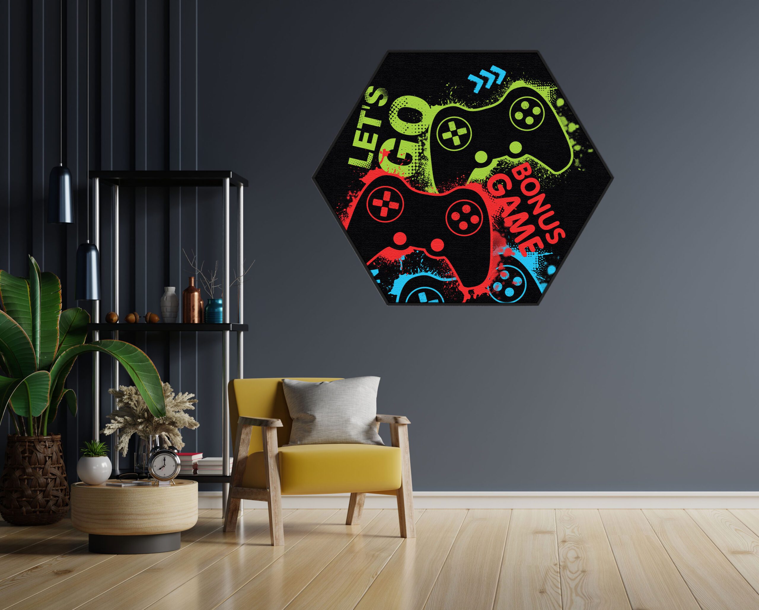 Akoestisch Schilderij Let's Game Hexagon Template Hexagon gaming en spel 17 1 scaled 1