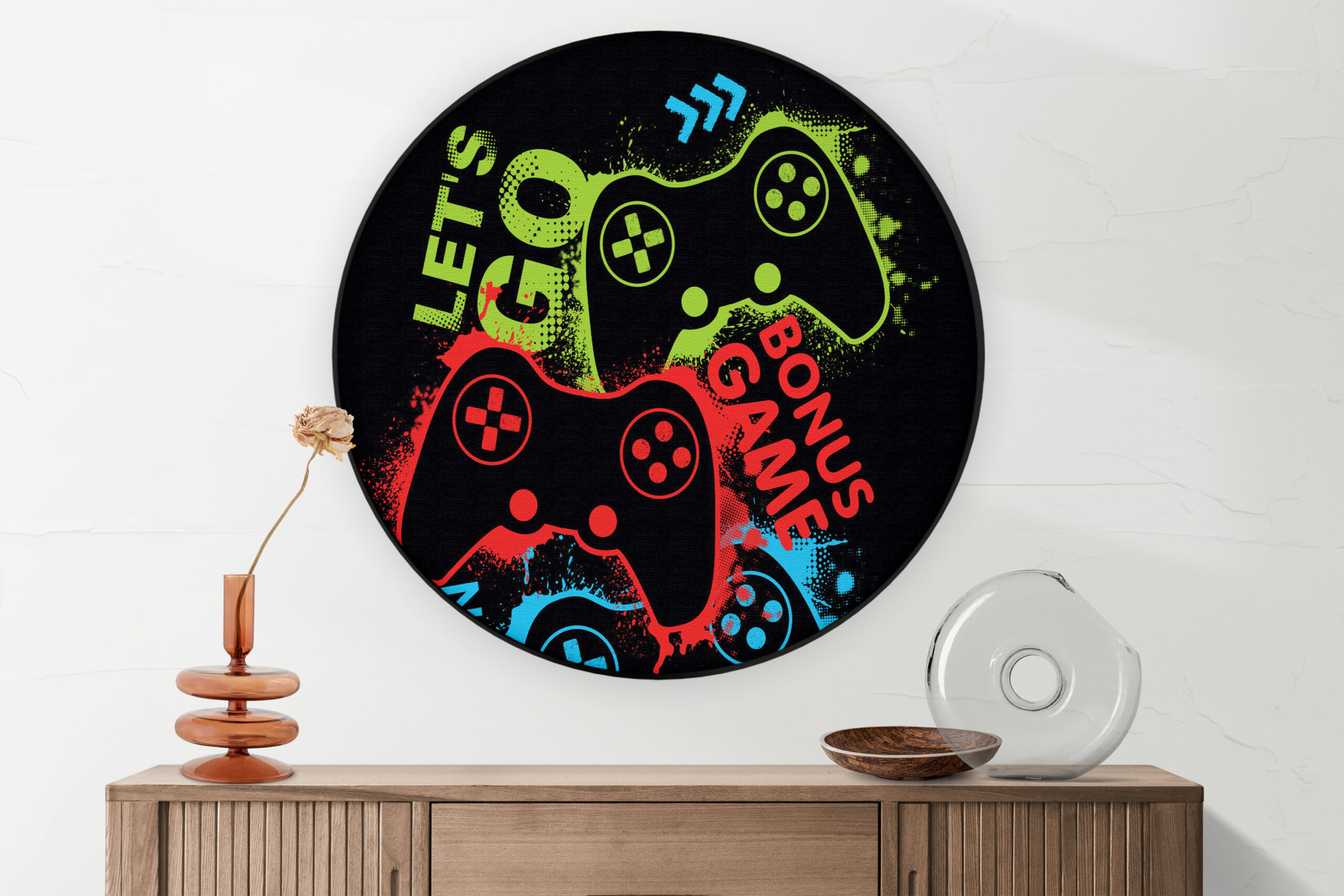 Akoestisch Schilderij Let's Game Rond - Muurcirkel Template Hexagon gaming en spel 17 2 scaled 1