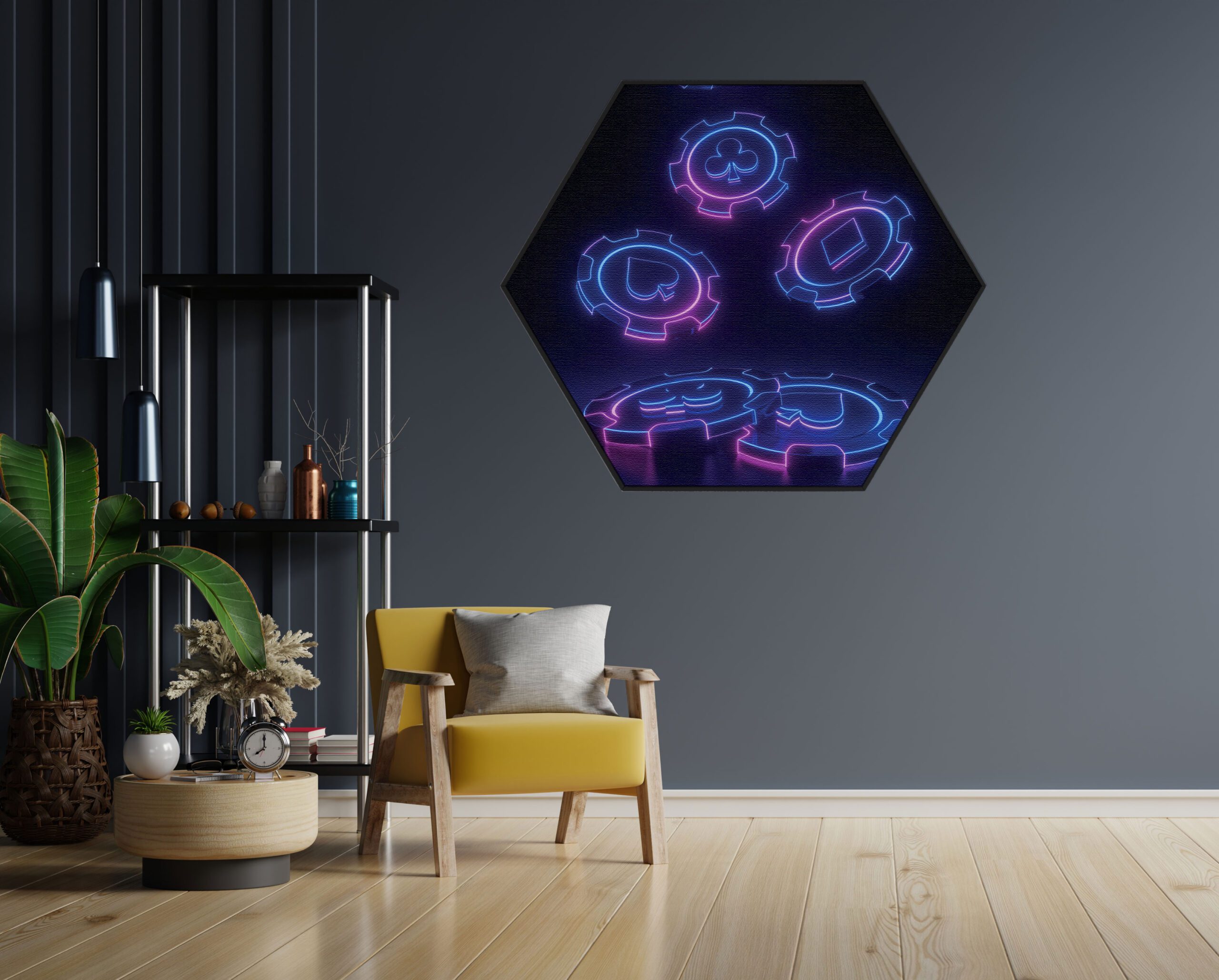 Akoestisch Schilderij Pokerfiches Hexagon Template Hexagon gaming en spel 19 1 scaled 1