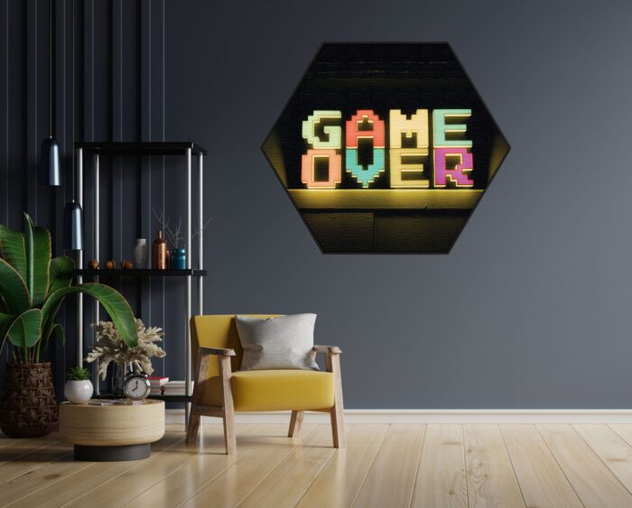 Akoestisch Schilderij Game Over Hexagon Template Hexagon gaming en spel 2 1 scaled 1