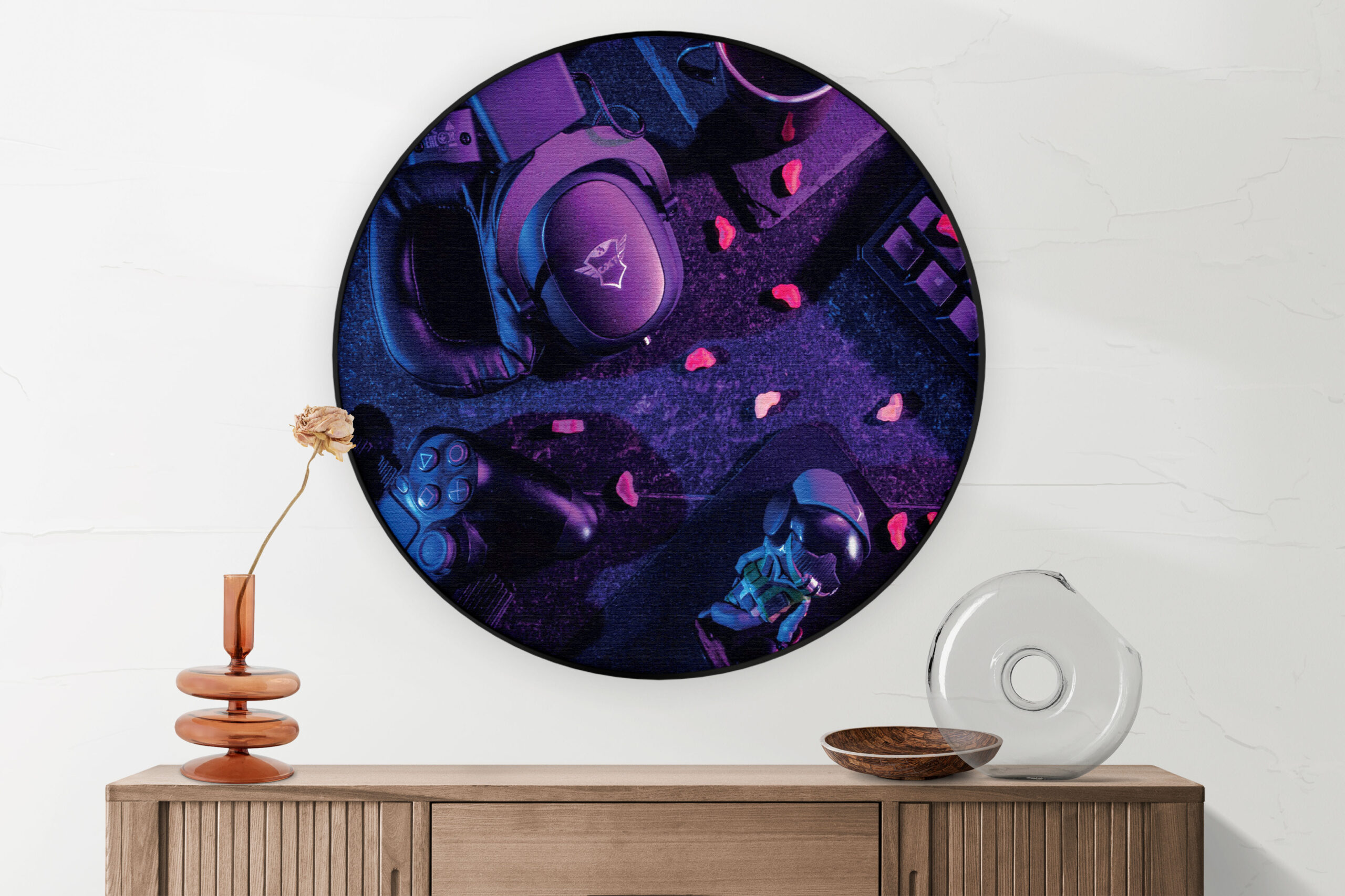 Akoestisch Schilderij Gaming Set Rond - Muurcirkel Template Hexagon gaming en spel 7 2 scaled 1