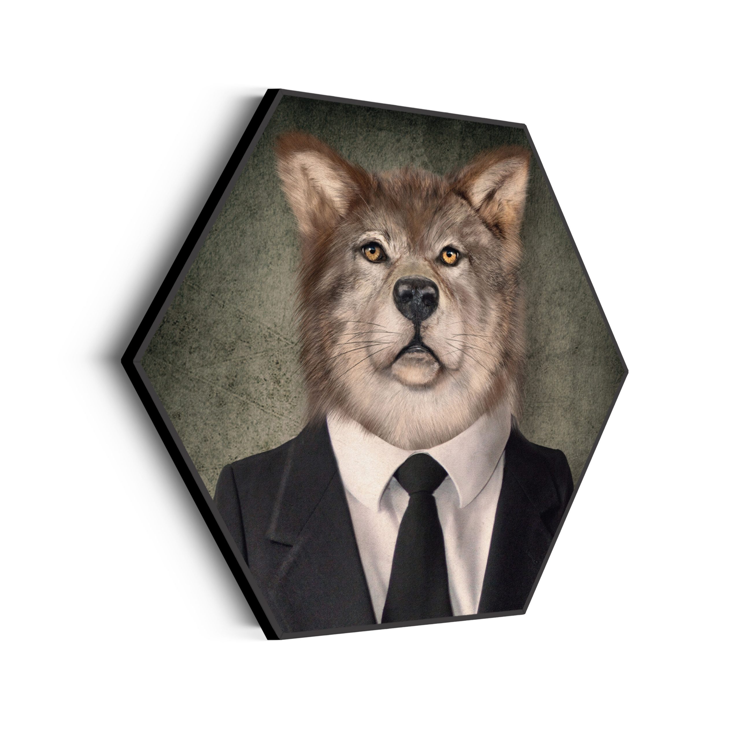 Akoestisch Schilderij Menselijke Vos In Casual Pak Hexagon Template Hexagon ironisch 5 scaled 1