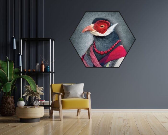 Akoestisch Schilderij Menselijke Vrouwelijke Vogel Hexagon Template Hexagon ironisch 6 1 scaled 1