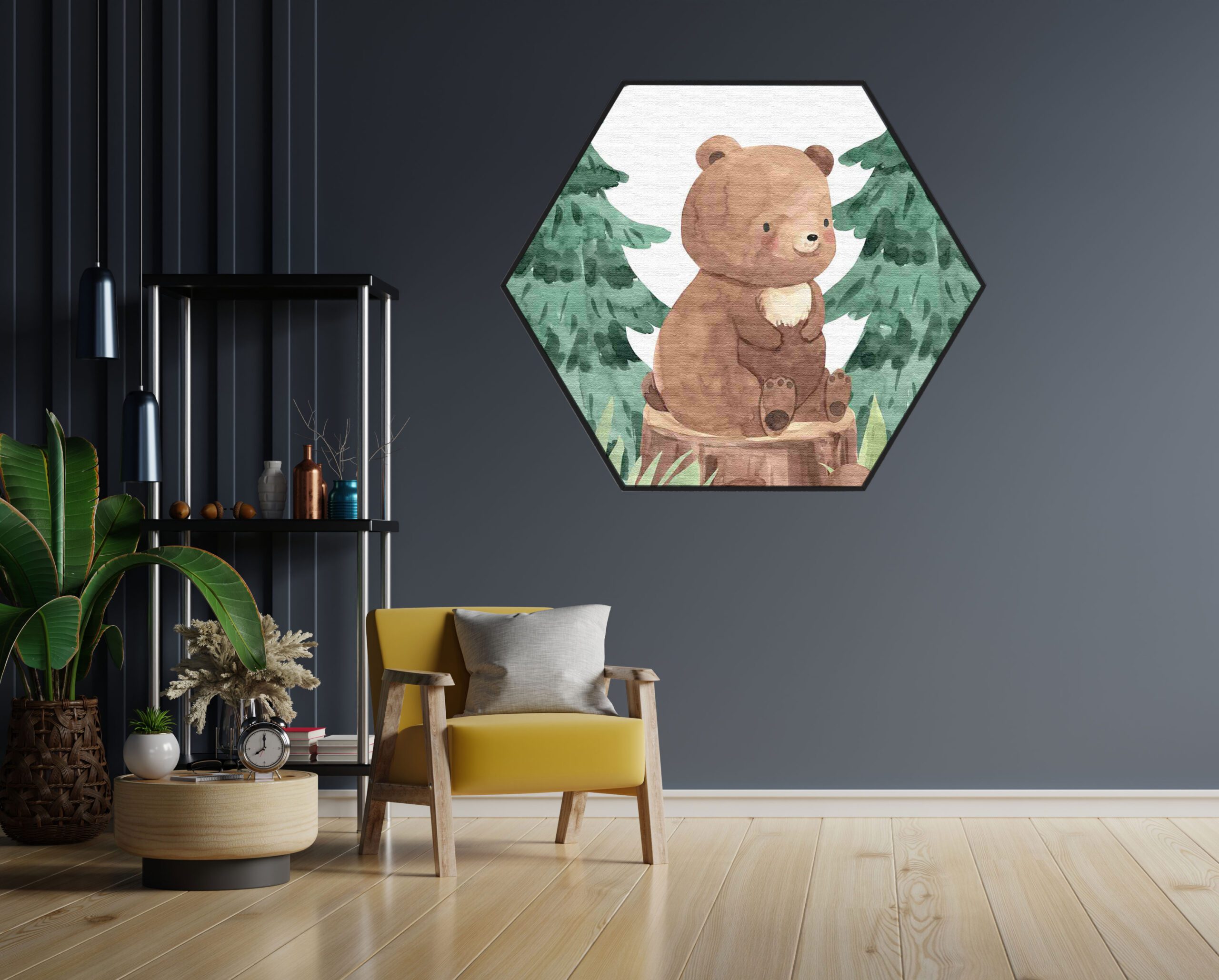 Akoestisch Schilderij Beer in het Bos Hexagon Template Hexagon kinderen 1 1 1 scaled 1