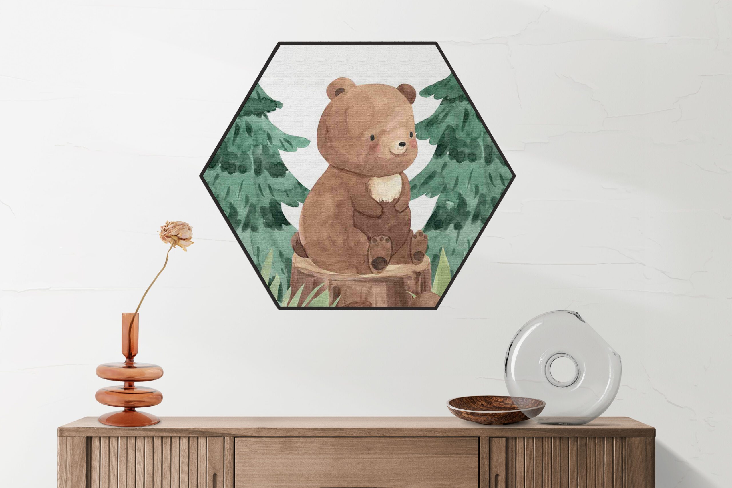 Akoestisch Schilderij Beer in het Bos Hexagon Template Hexagon kinderen 1 1 scaled 1