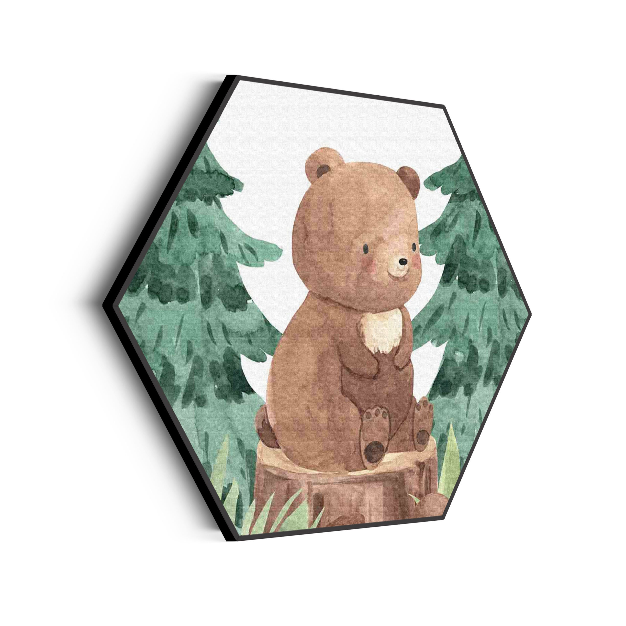 Akoestisch Schilderij Beer in het Bos Hexagon Template Hexagon kinderen 1 scaled 1