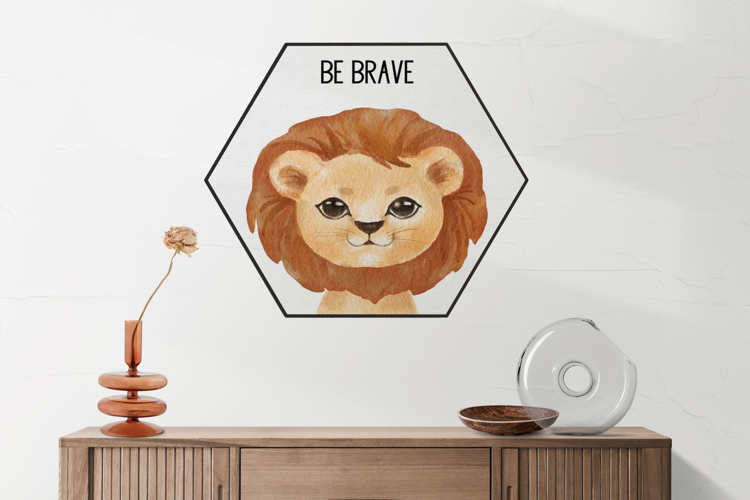 Akoestisch Schilderij Be Brave Leeuw Hexagon Template Hexagon kinderen 10 1 1 scaled 1