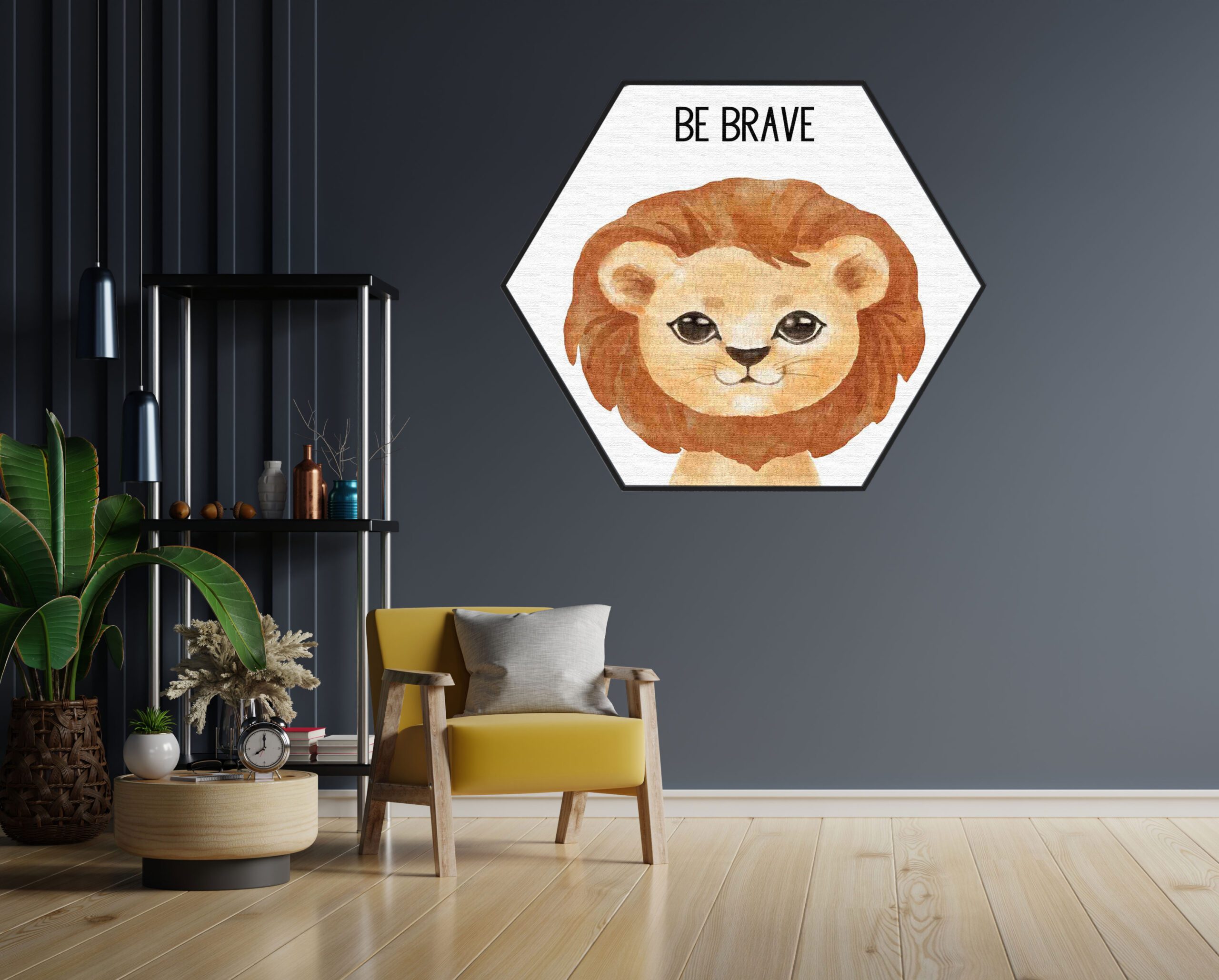 Akoestisch Schilderij Be Brave Leeuw Hexagon Template Hexagon kinderen 10 1 scaled 1