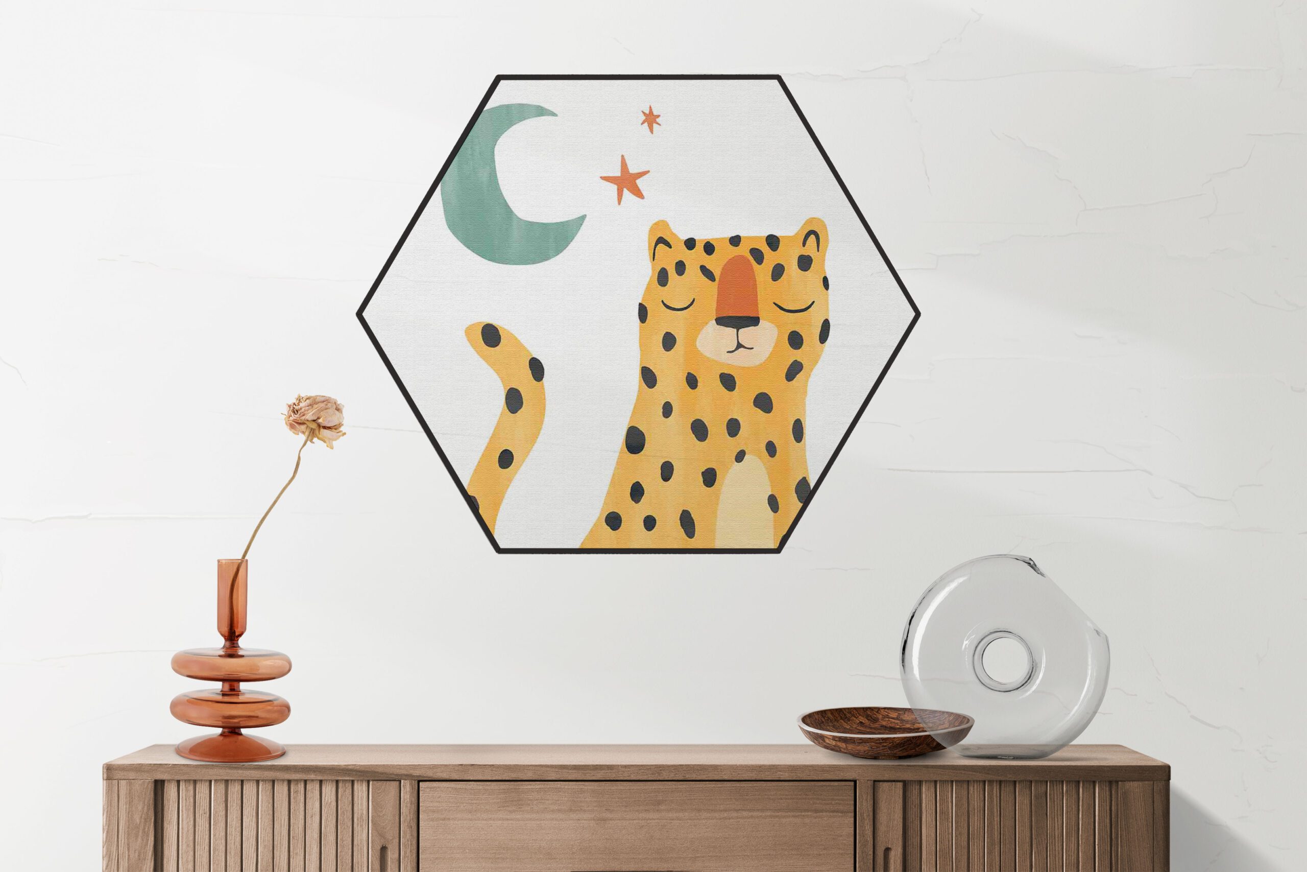 Akoestisch Schilderij Luie Luipaardje Hexagon Template Hexagon kinderen 24 1 1 scaled 1