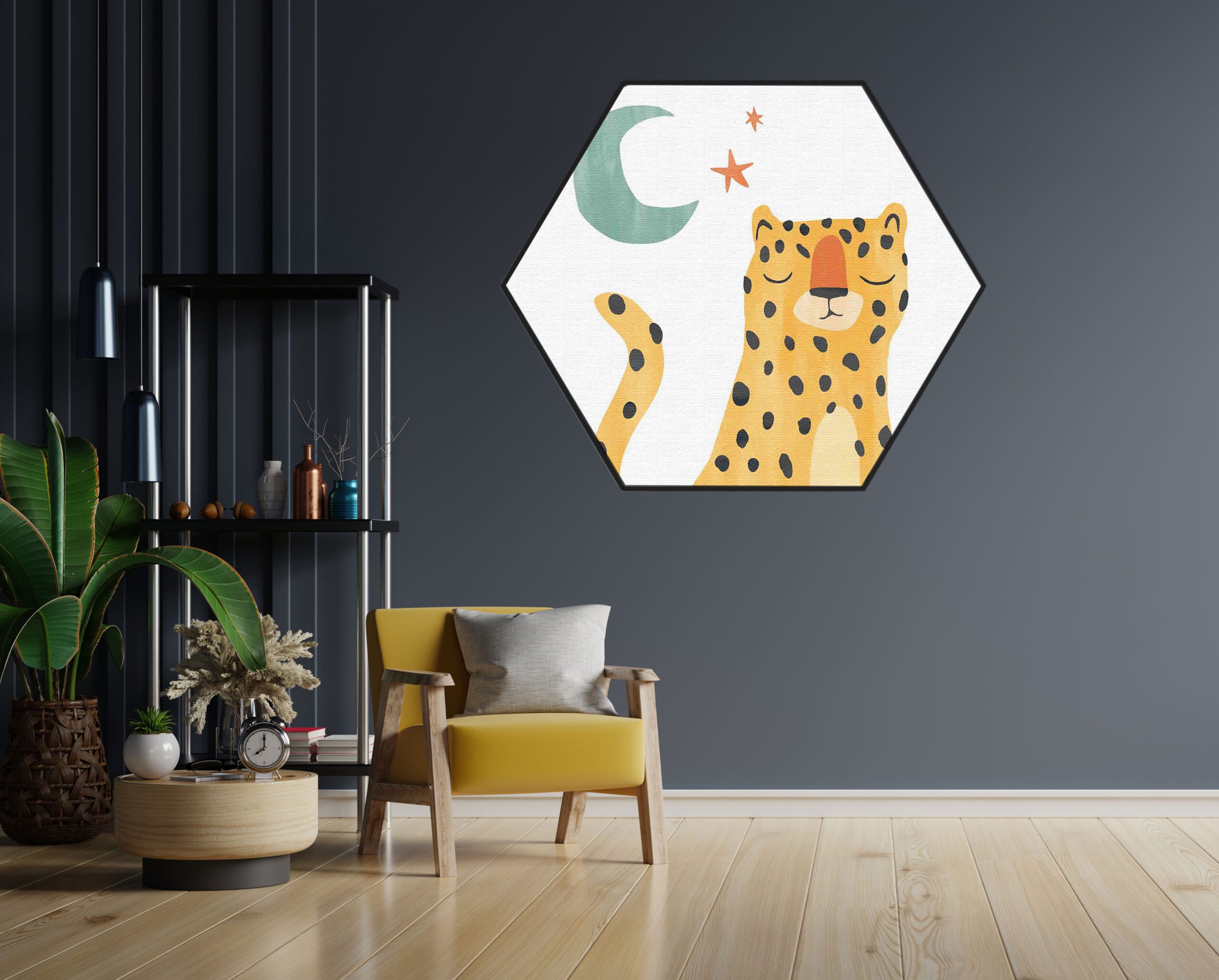 Akoestisch Schilderij Luie Luipaardje Hexagon Template Hexagon kinderen 24 1 scaled 1